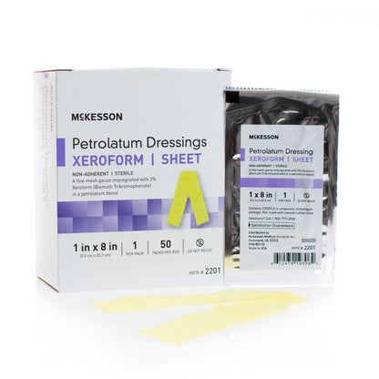 McKesson Xeroform Petrolatum Impregnated Dressing, 1 x 8 Inch