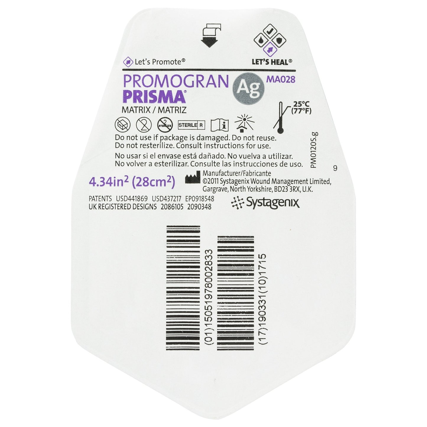 Promogran Prisma® Matrix Hexagonal Sterile Collagen Dressing with Silver, 4-1/3 x 4-1/3 Inch