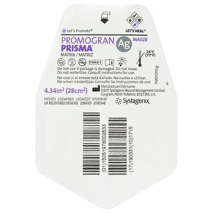Promogran Prisma® Matrix Hexagonal Sterile Collagen Dressing with Silver, 4-1/3 x 4-1/3 Inch