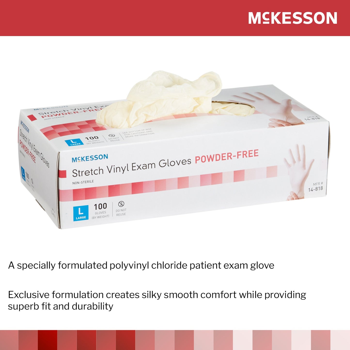 McKesson Stretch Vinyl Exam Glove, Large, Ivory