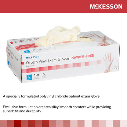 McKesson Stretch Vinyl Exam Glove, Large, Ivory