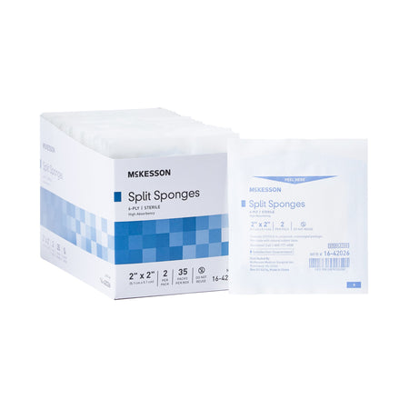 McKesson 16-42026 IV/Drain Split Dressing, 2 x 2 Inch, 6-Ply