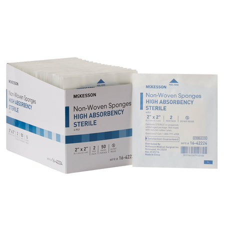McKesson 16-42224 Sterile Nonwoven Sponge, 2 x 2 Inch, 4-Ply
