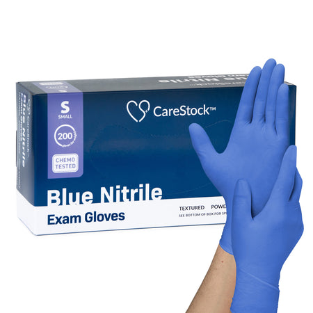 CareStock CS2712 Nitrile Exam Glove, Small, Blue