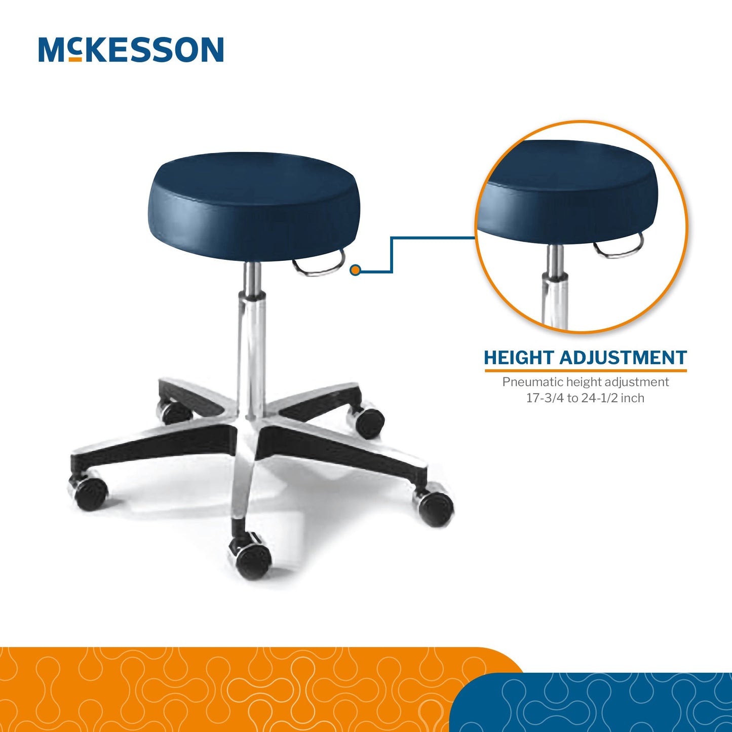 McKesson Round Pneumatic Exam Stool, Blue