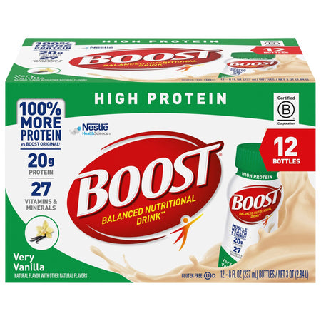 Nestle Healthcare Nutrition 41679022009 Boost High Protein Vanilla Balanced Nutritional Drink, 8-ounce bottle