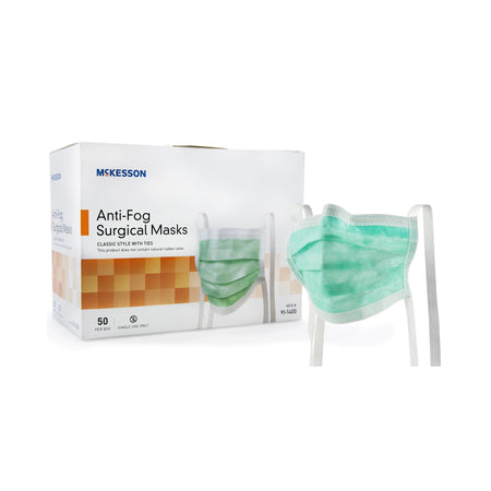 McKesson 91-1400 Classic Style Anti-Fog Surgical Mask, Green
