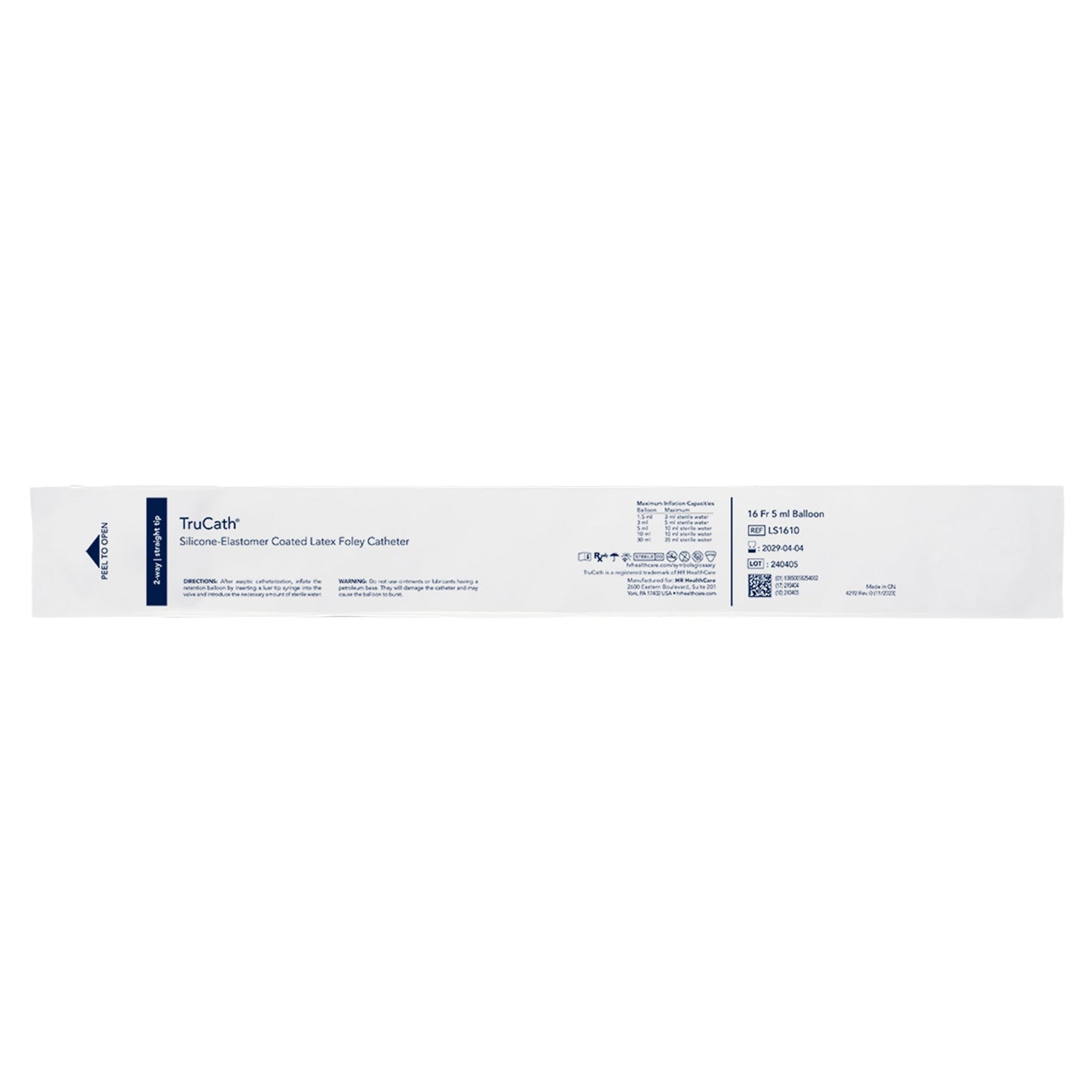 Foley Catheter TruCath® 2-Way Standard Tip 5 mL Balloon 16 Fr. Silicone Elastomer Coated Latex