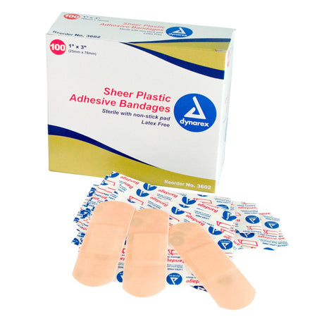 Dynarex 3602 Sheer Adhesive Strip, 1 x 3 inch