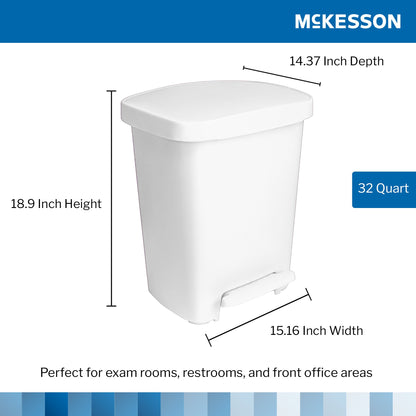 Trash Can McKesson 32 Quart / 8 gal. White Plastic Rectangular