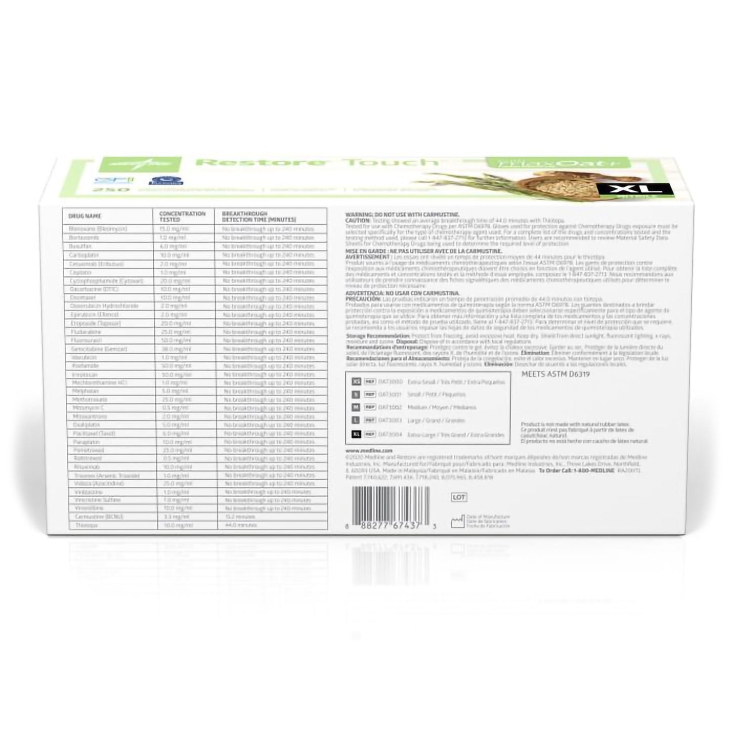 Exam Glove Restore® Touch X-Large NonSterile Nitrile Standard Cuff Length Textured Fingertips Green Chemo Tested