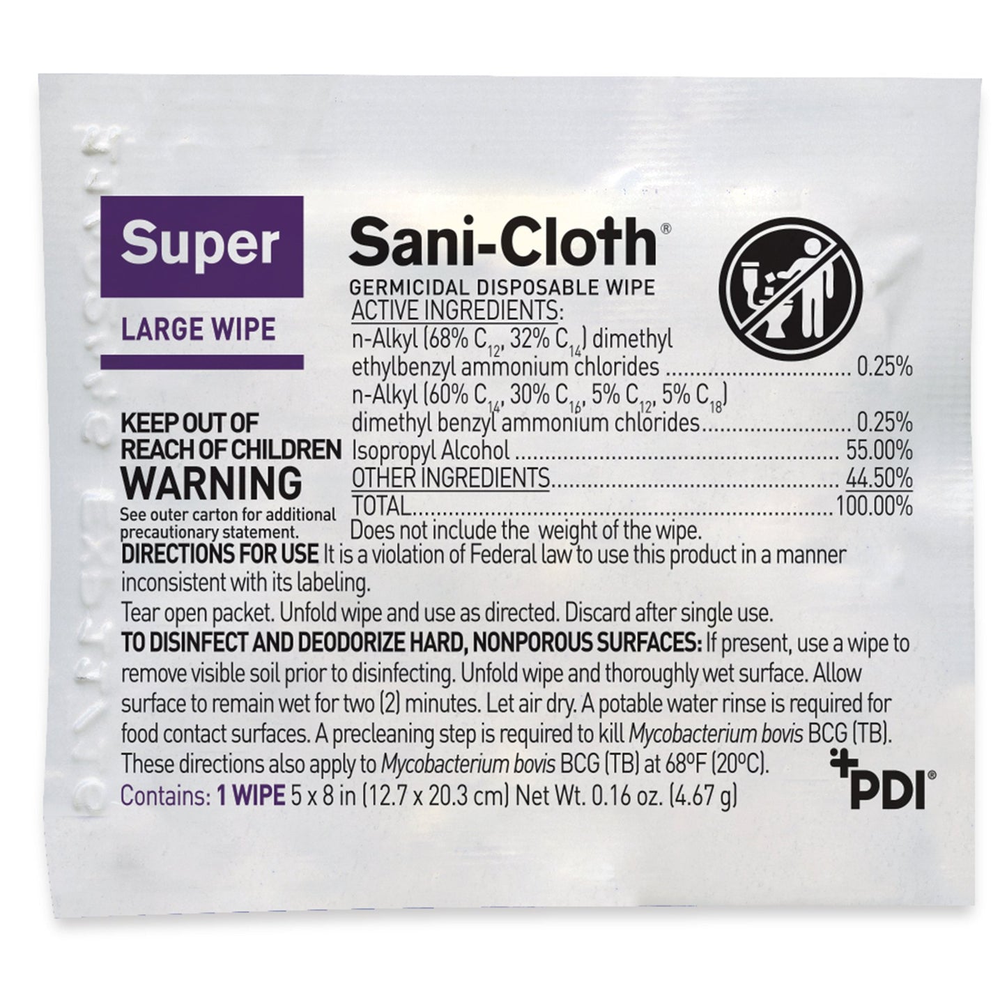 Super Sani-Cloth® Large Germicidal Disinfectant Wipes, Individual Packets