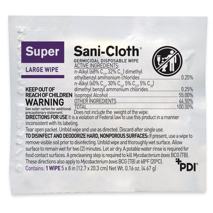 Super Sani-Cloth® Large Germicidal Disinfectant Wipes, Individual Packets