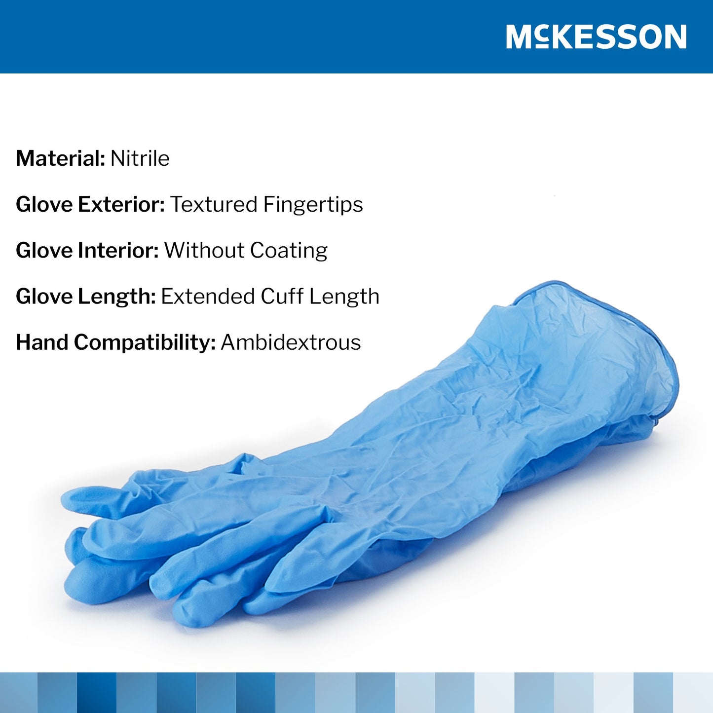 McKesson Confiderm® 6.5CX Nitrile Extended Cuff Length Exam Glove, Small, Blue