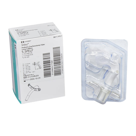 Medtronic 5.5PELF Shiley Uncuffed Tracheostomy Tube, 52 mm Length, Extra Long, White