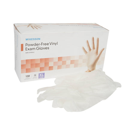 McKesson 14-140 Vinyl Exam Glove, Extra Large, Clear