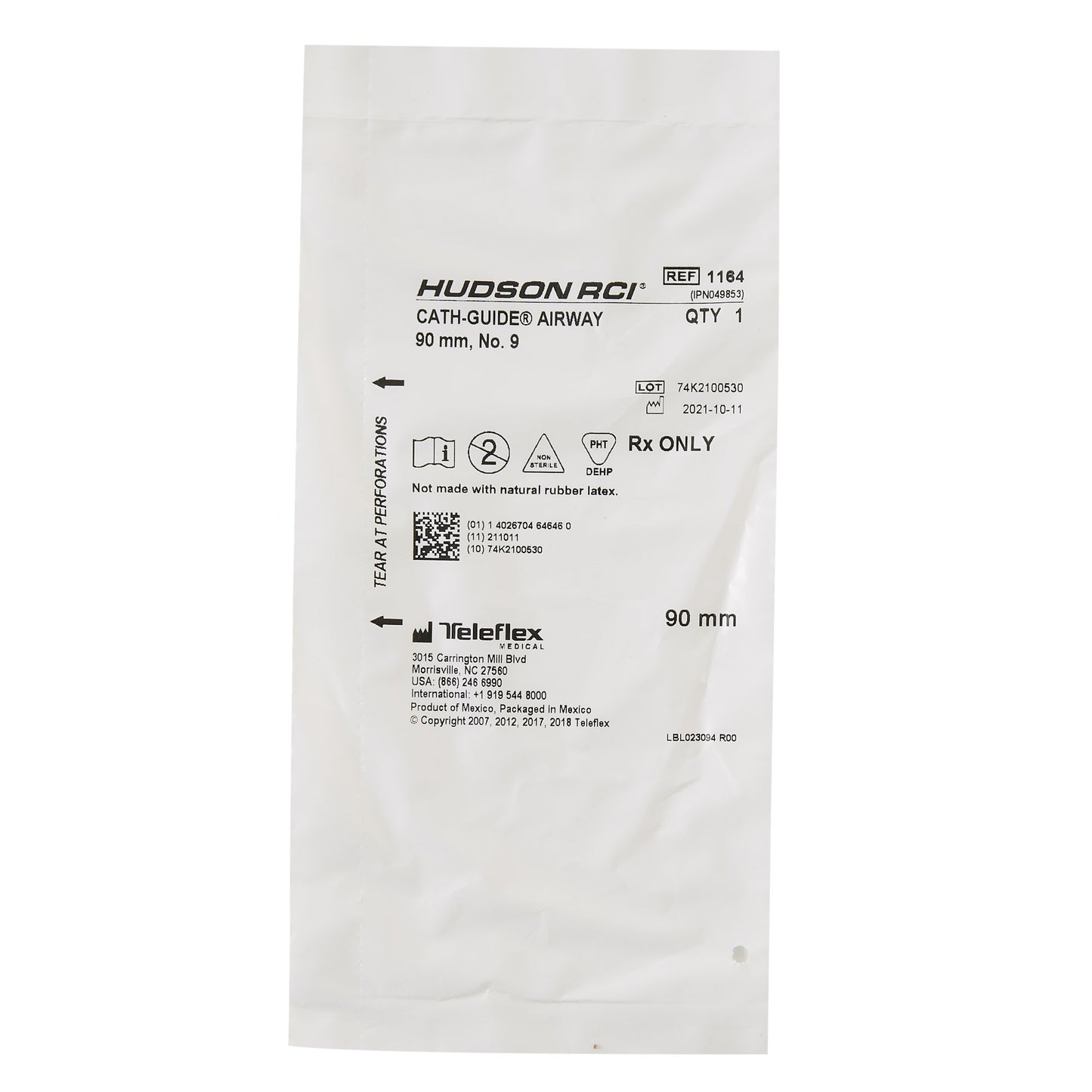 Guedel Oropharyngeal Airway Cath-Guide® Green 90 mm Length Size 4 NonSterile Adult