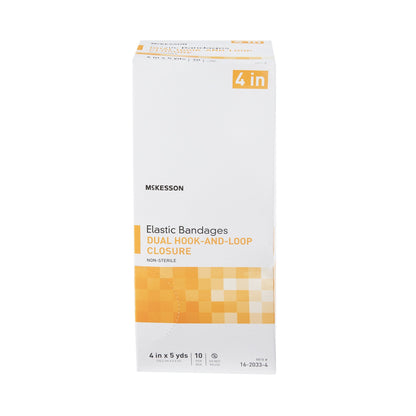 McKesson Double Hook and Loop Closure Elastic Bandage, 4 Inch x 5 Yard
