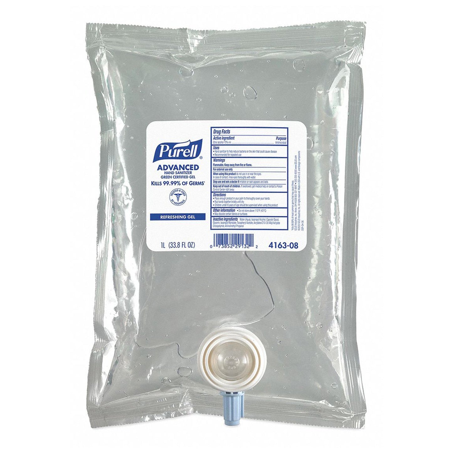 Purell® Green Certified Advanced Hand Sanitizer Gel 1000 mL Dispenser Refill Bag
