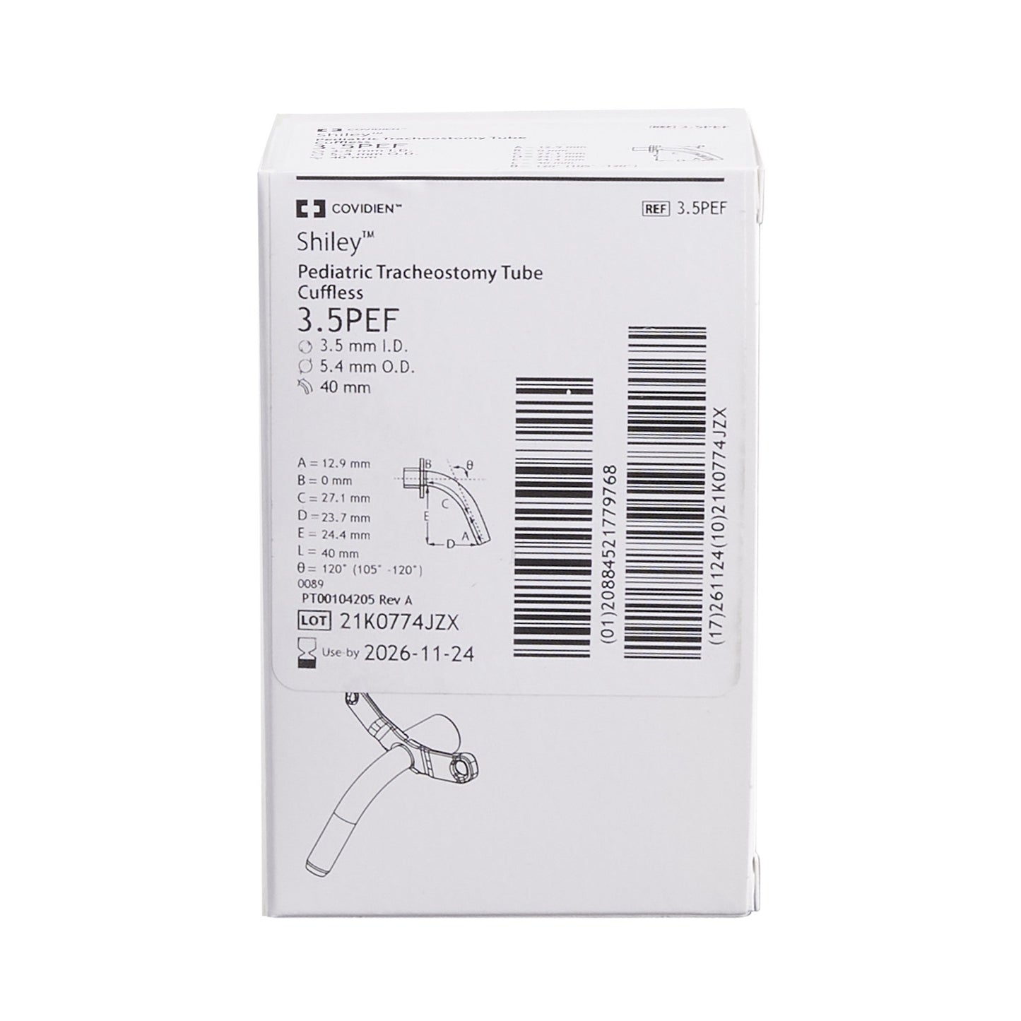 Shiley Pediatric Uncuffed Fenestrated Tracheostomy Tube | Medtronic 3.5PEF
