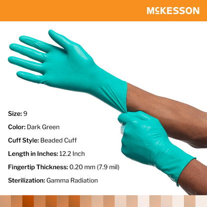 McKesson Perry® Performance Plus Polychloroprene Surgical Glove, Size 9, Green