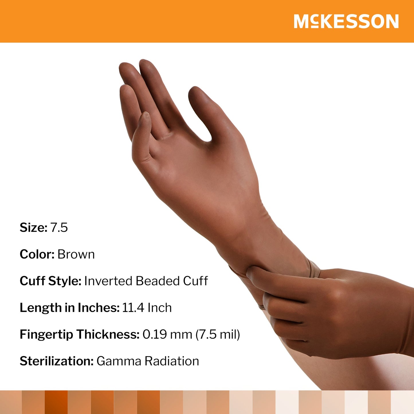 McKesson Perry® Latex Surgical Glove, Size 7.5, Brown