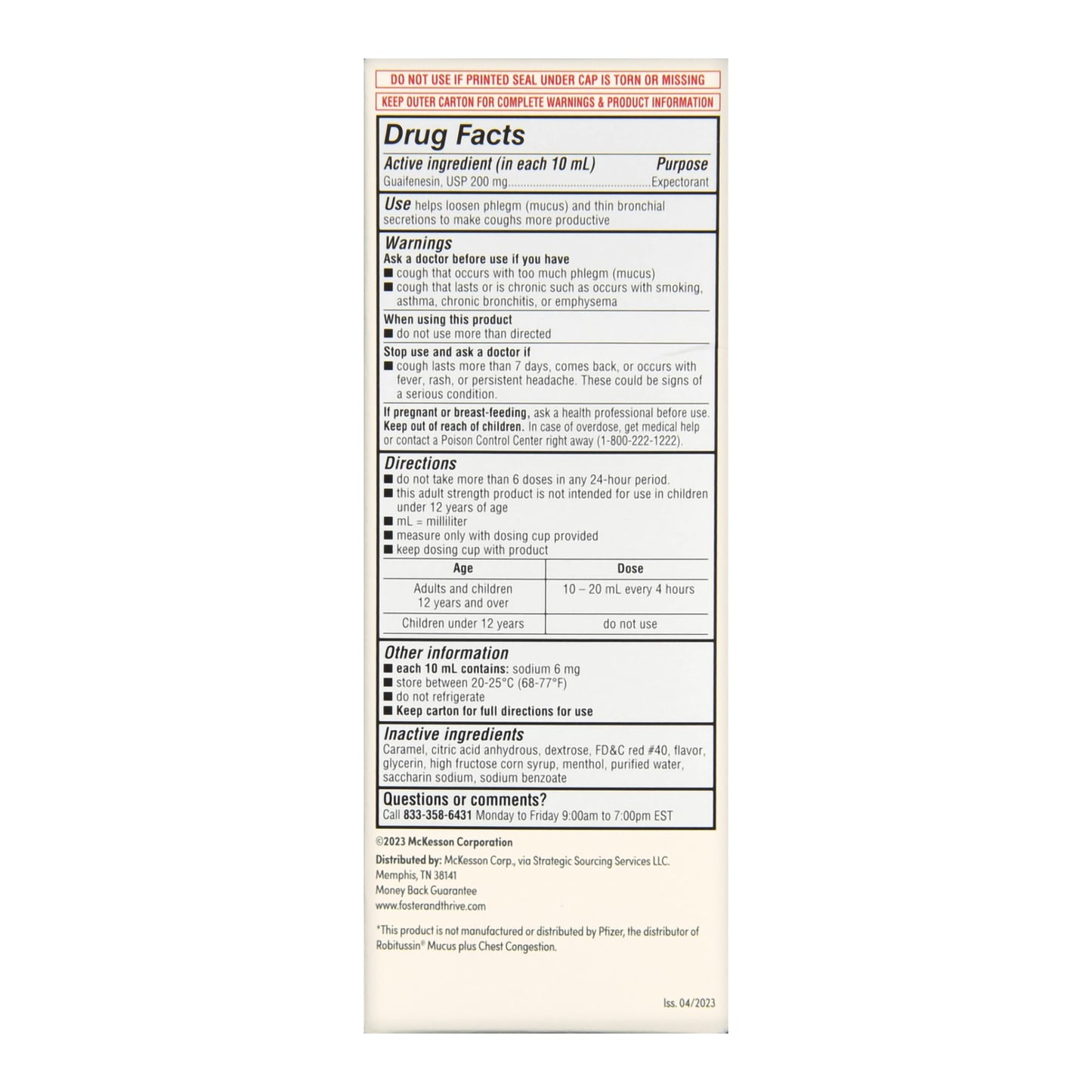 Thrive & Foster™ Adult Tussin Guaifenesin Oral Solution, USP