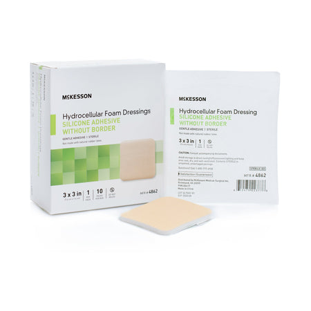 McKesson 4862 Silicone Gel Adhesive without Border Silicone Foam Dressing, 3 x 3 Inch