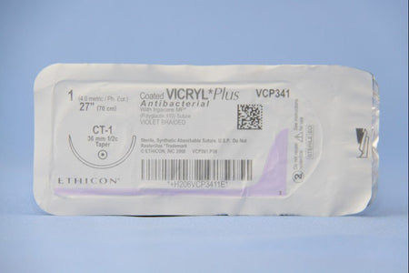 Ethicon VCP341H Coated Vicryl Plus Polyglactin 910 Absorbable Antibacterial Suture with Needle