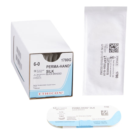 Ethicon 1780G Perma-Hand Silk Nonabsorbable Suture with Needle, Spatula Braided