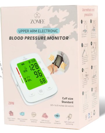 Zev Supplies Corp ZBPM-S Home Automatic Digital Blood Pressure Monitor Zomee Adult Cuff Nylon Cuff 8.5 to 16.5