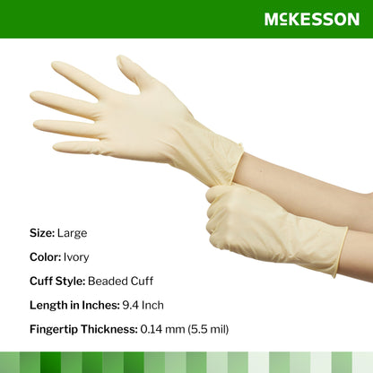 McKesson Confiderm® Latex Exam Glove, Large, Ivory