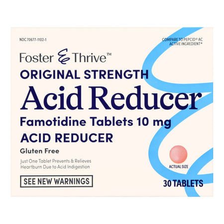 McKesson 1238997 Foster & Thrive Original Strength Acid Reducer Famotidine Tablets 10 mg