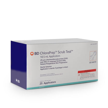 BD 930725 ChloraPrep Scrub Teal Skin Prep Applicator, 2% CHG/70% IPA, 10.5mL