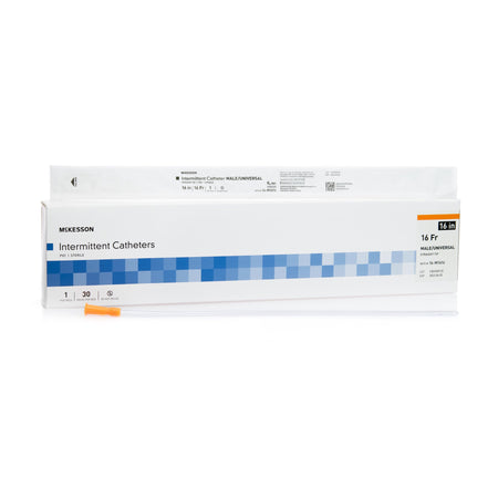McKesson 16-M1616 Male Urethral Catheter, 16 Fr, Straight Tip