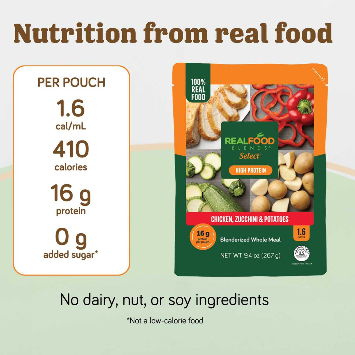 Tube Feeding Formula Real Food Blends® Select™ Chicken / Zucchini / Potatoes Puree 9.4 oz. Pouch