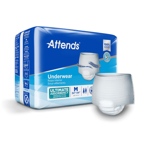 Attends APP0720 Advanced Underwear, Medium, Pull On with Tear Away Seams, White