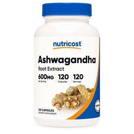 Nutricost NTC147101 Dietary Supplement Ashwagandha Root 600 mg Strength Capsule 120 Per Bottle