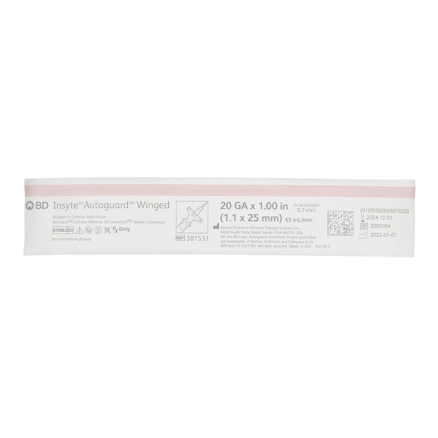 Insyte™ Autoguard™ Peripheral IV Catheter, Winged Hub