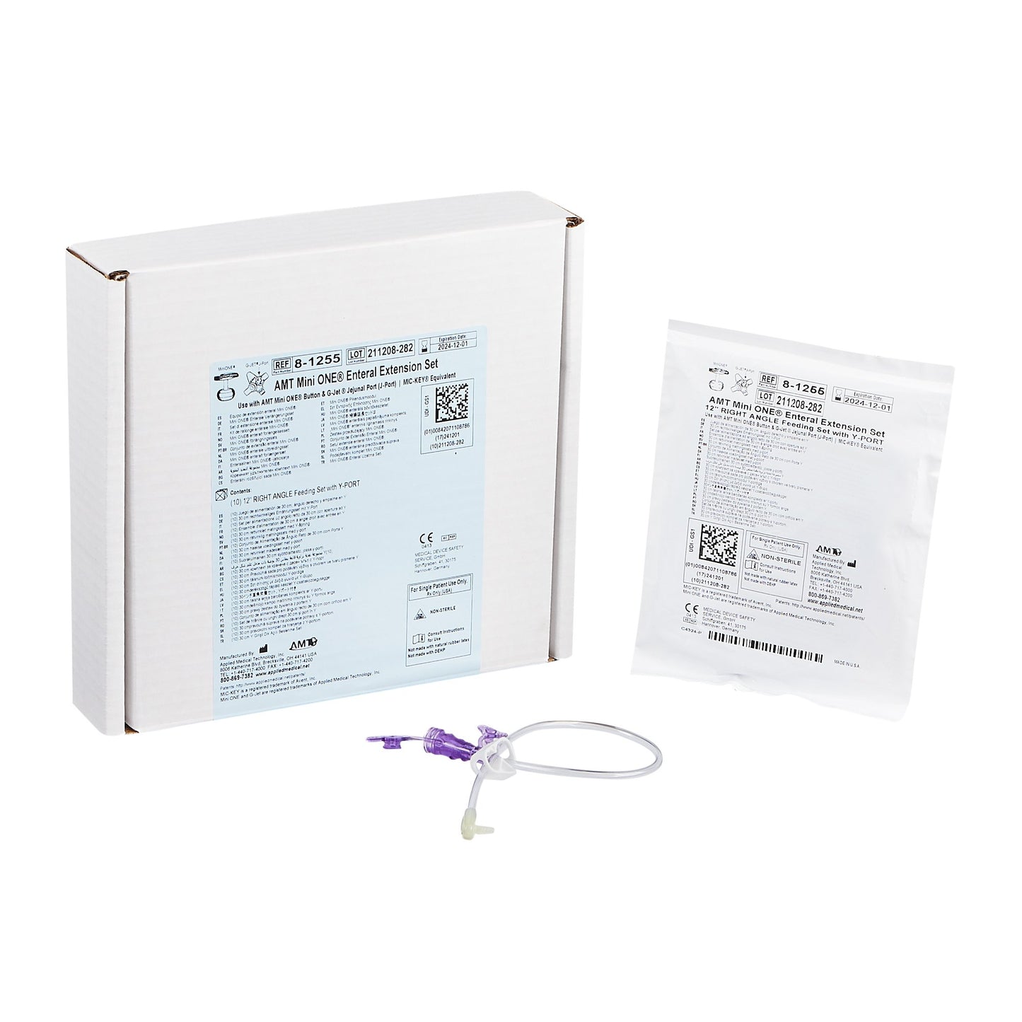 Mini ONE® Right Angle Connector with Y-Port, Purple, 12 inch