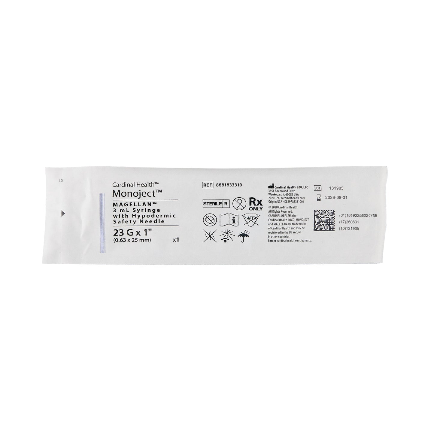 Magellan™ 3 mL Syringe with Hypodermic Needle, 23 Gauge, 1 Inch