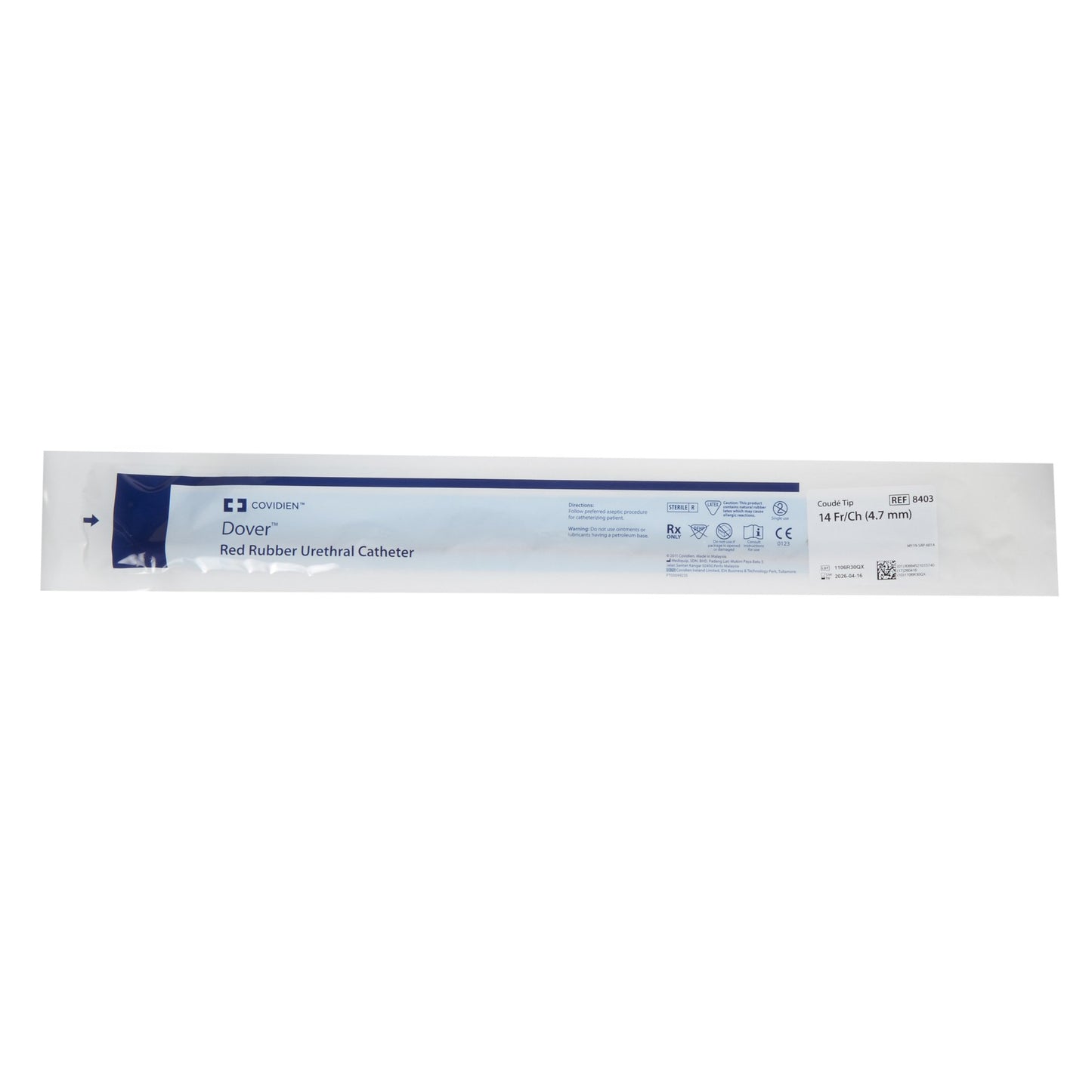 Dover™ Urethral Catheter, 14 Fr., Coude, Green