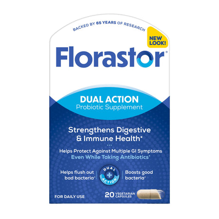 Biocodex 66825008820 Florastor Dual Action Probiotic Vegetarian Capsules