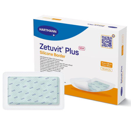 Hartmann 413904 Zetuvit Plus Silicone Border Super Absorbent Dressing, 6 x 10 Inch