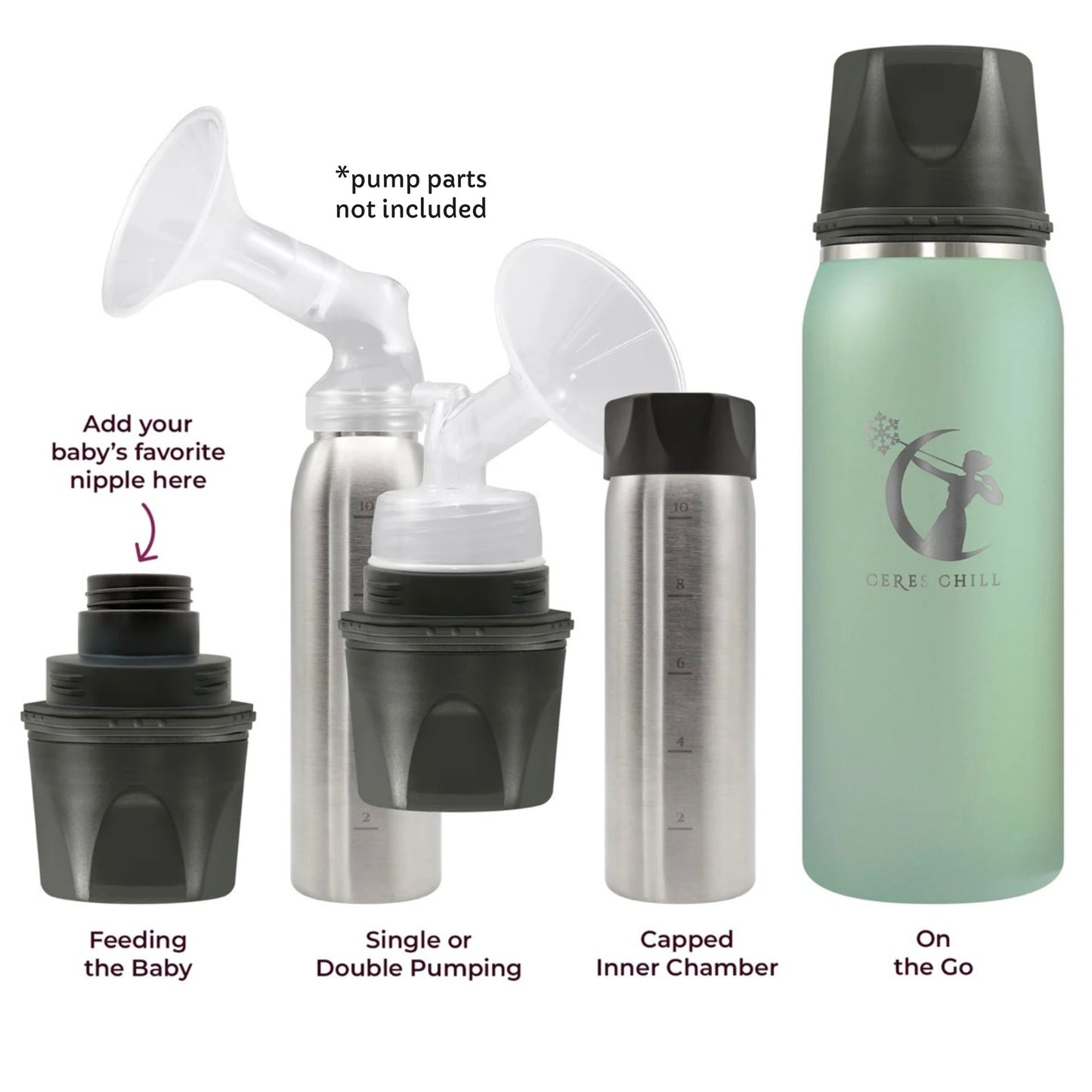 Ceres Chill OG Stainless Steel Breast Milk Chiller Container, Light Green