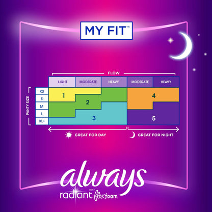 Always® Radiant Overnight Pads, Size 4