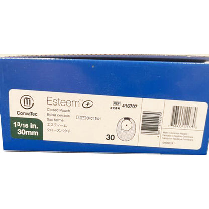 Esteem® + One-Piece Closed End Opaque Filtered Ostomy Pouch, 1-3/16 Inch Stoma