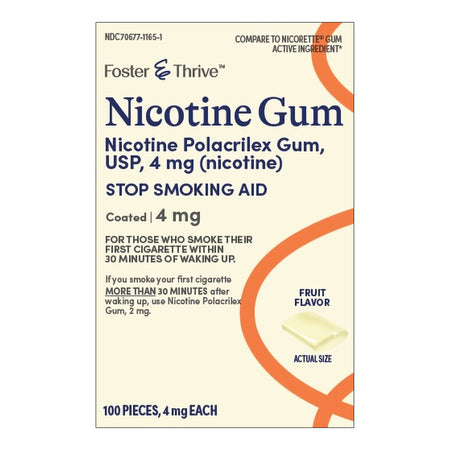 McKesson 70677116501 Foster & Thrive Nicotine Polacrilex 4 mg Gum, Fruit Flavor