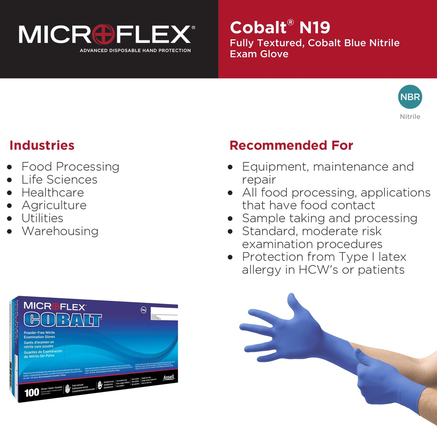 Microflex® Cobalt® Nitrile Exam Glove, Extra Large, Blue