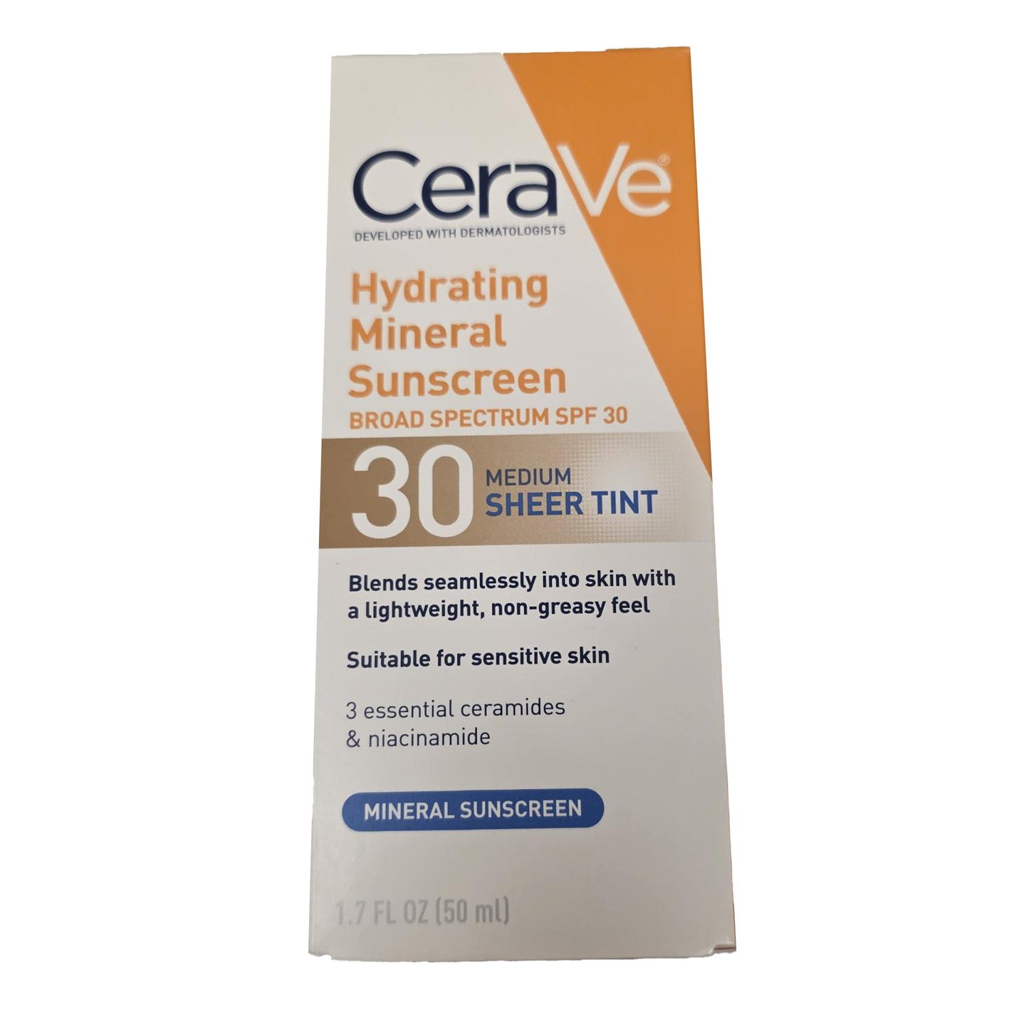 Sunscreen CeraVe® Hydrating Mineral Sunscreen Medium Sheer Tint SPF30 Lotion 1.7 oz. Tube